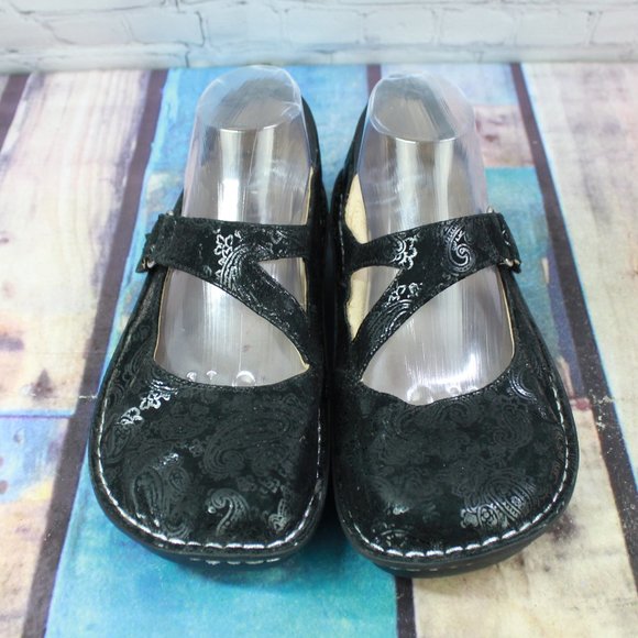 Alegria Black Embellished Paisley Mary Janes Comfort Shoes Size 39 US 9 - Picture 2 of 9